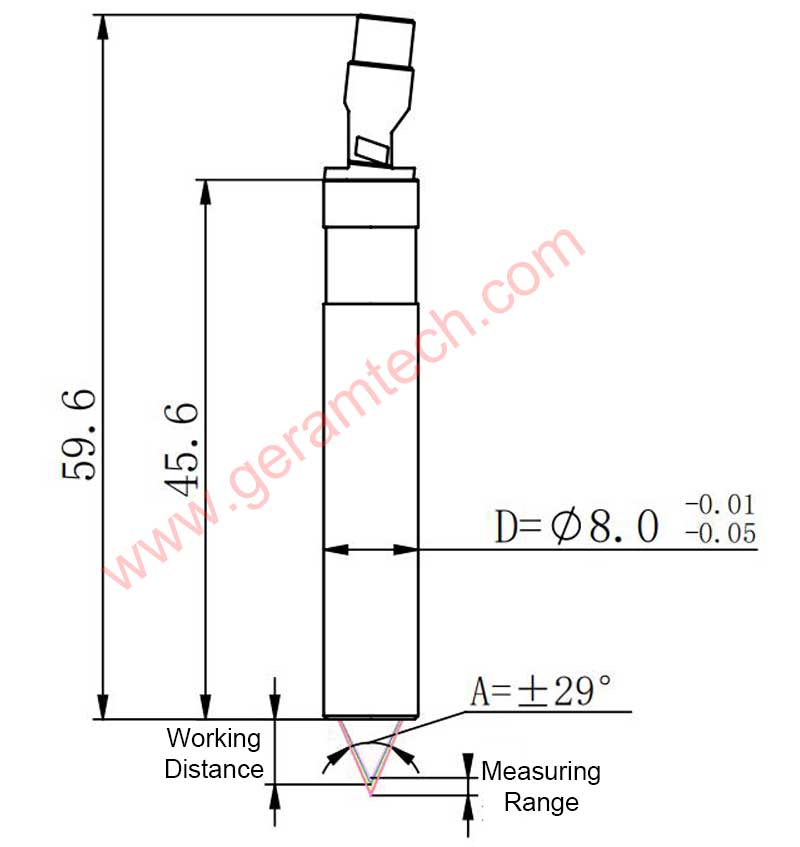 Chromatic Confocal Distance Sensor D8A29 Dimension