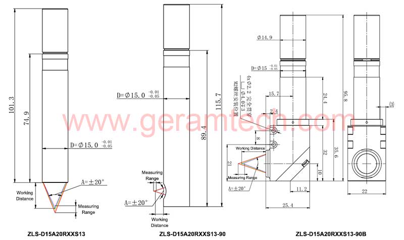 Confocal Displacement Sensor D15A20 Dimension