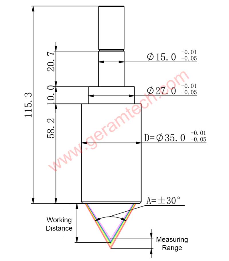 Confocal Displacement Sensor D35A30 Dimension