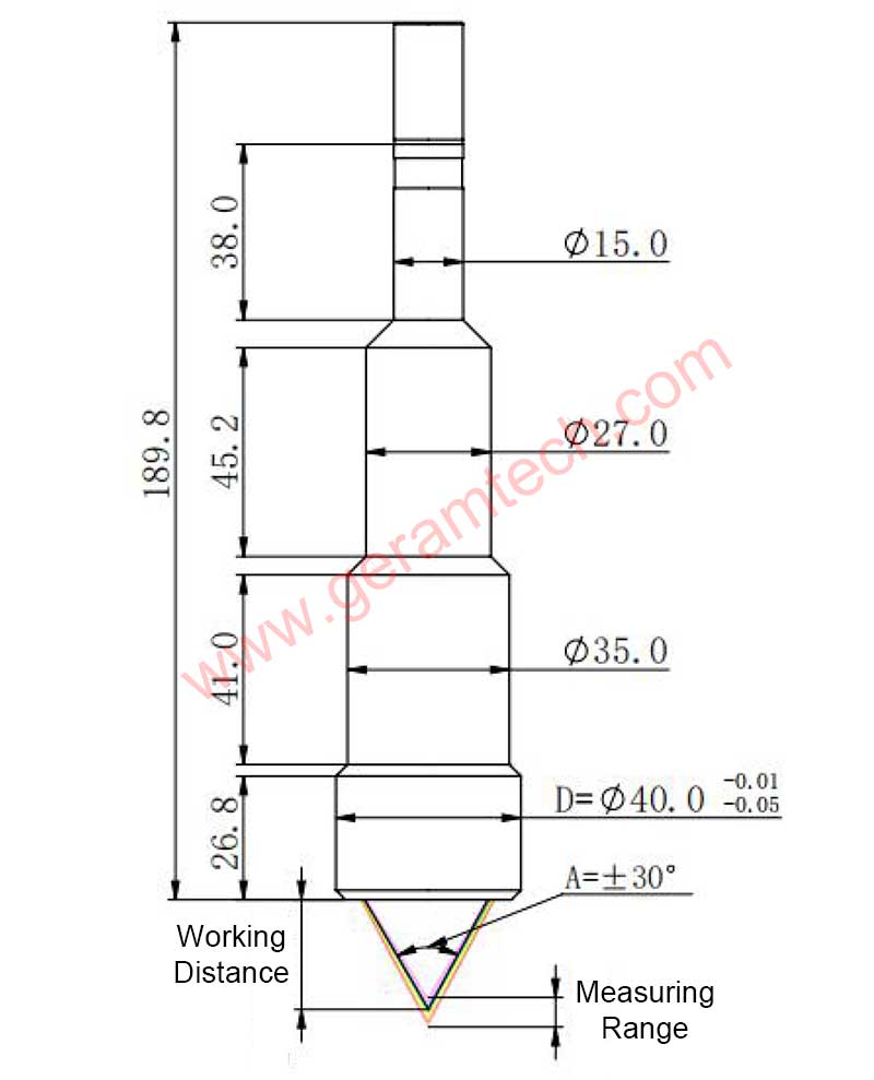 Confocal White Light Sensor D40A30 Dimension