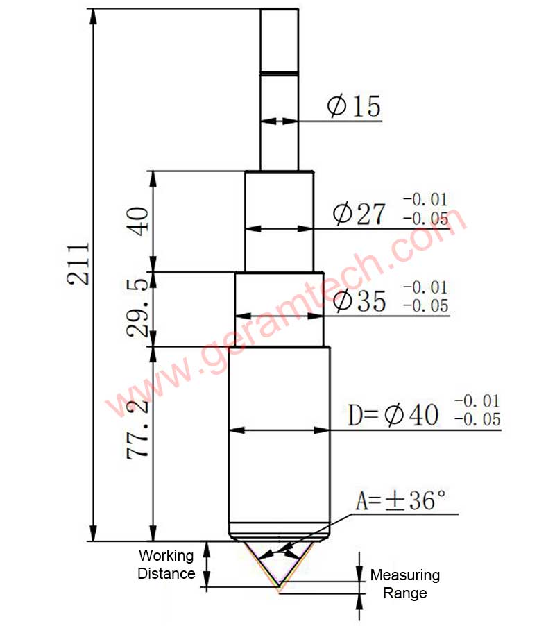 Confocal White Light Sensor D40A36 Dimension